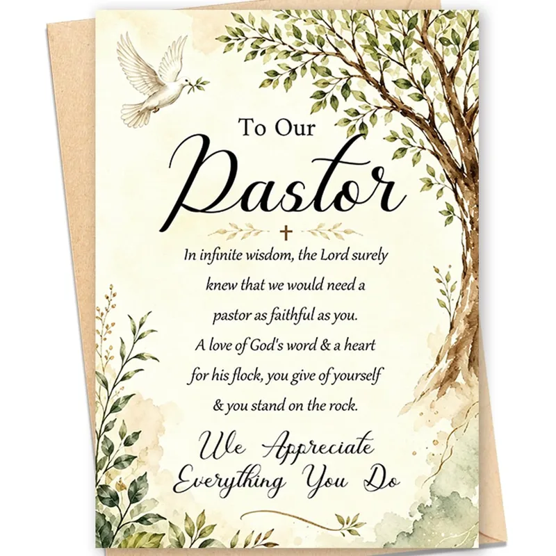 To Our Pastor In infinite Card: Tree and Dove Thank You