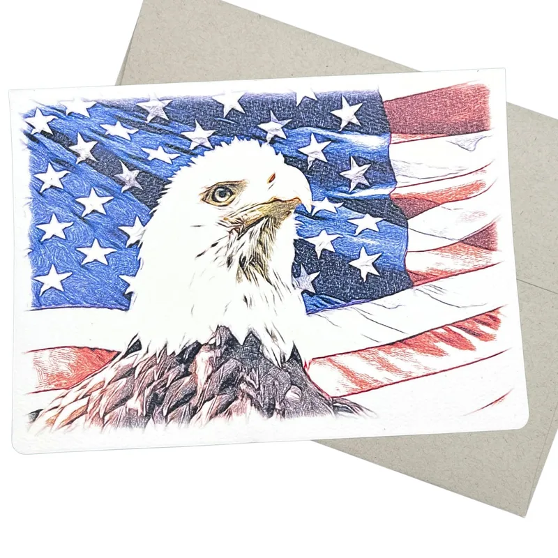 Bald Eagle Flag Card for Military Retirement and Service
