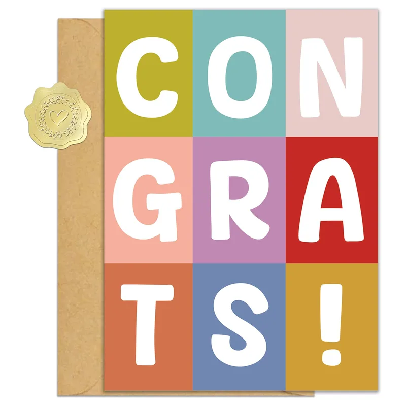 Colorful Block Letters Card: a bright congrats for any milestone