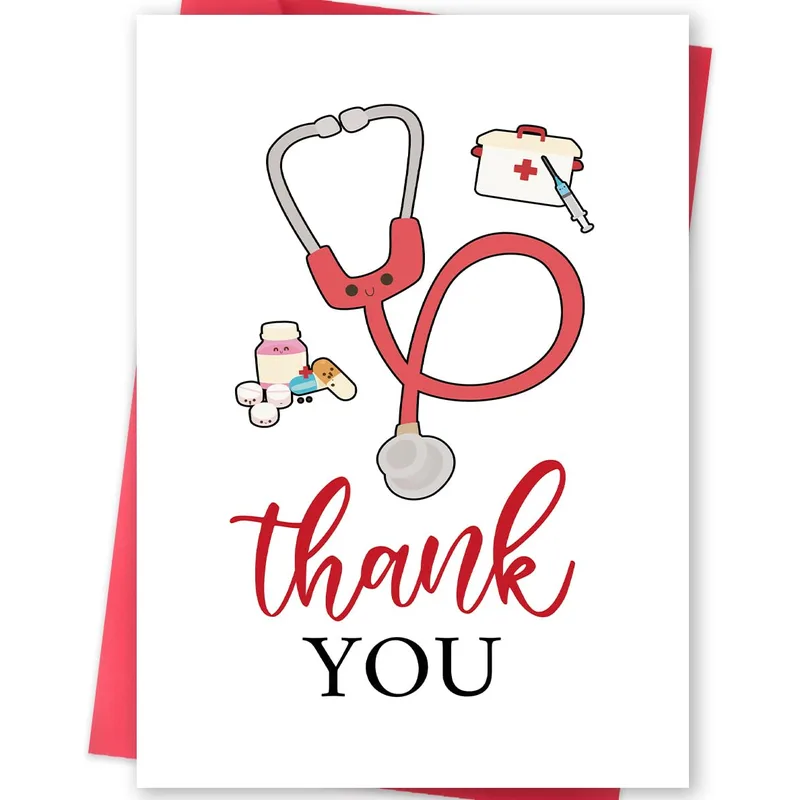 Cartoon Stethoscope and Medical Card for a Thank You to Nurses