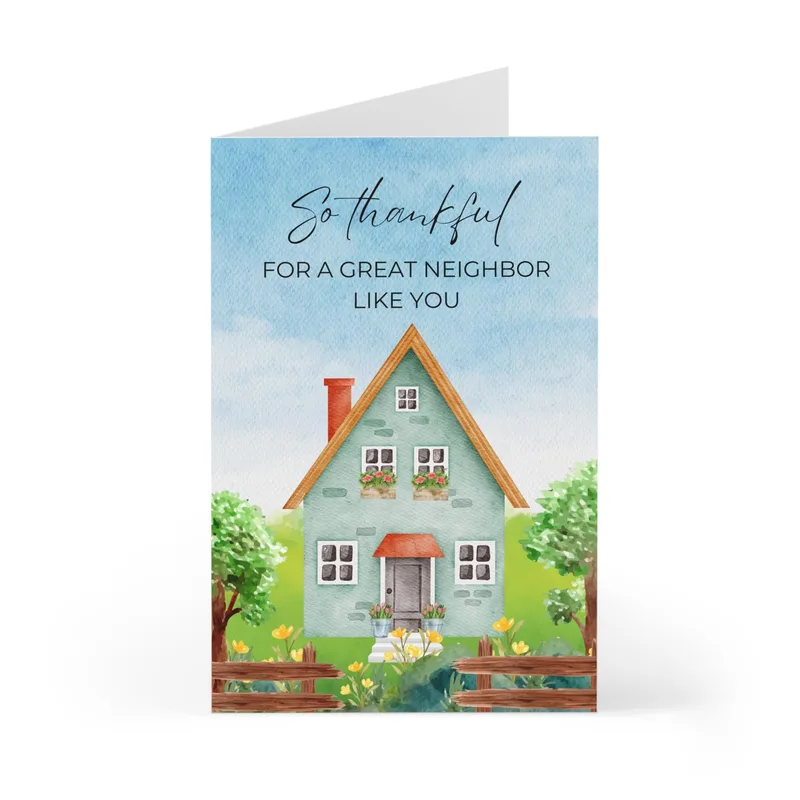 Great Neighbor Card: a watercolor cottage thank you
