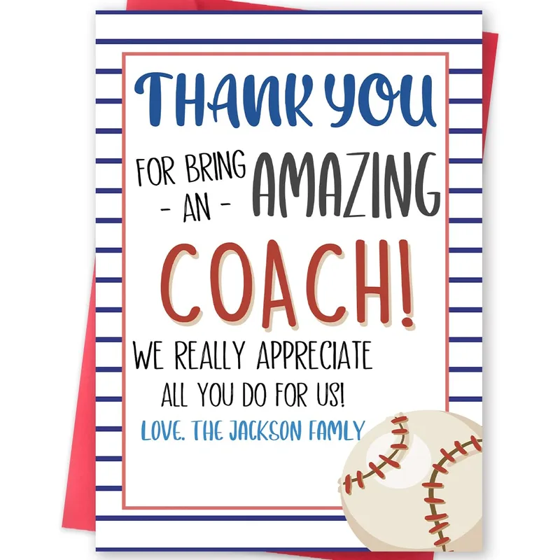 Amazing Coach Thank You Card for a Dedicated Baseball Instructor