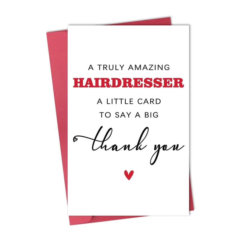 Thank You Hairdresser Card: A Heartfelt Red and Black Note