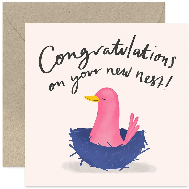 New Nest Card: A Cheerful Bird for a New Home