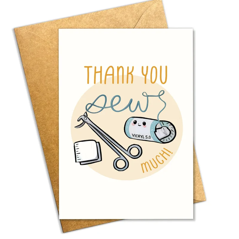Thank You Sew Much Card for Medical Professionals and Scrub Friends