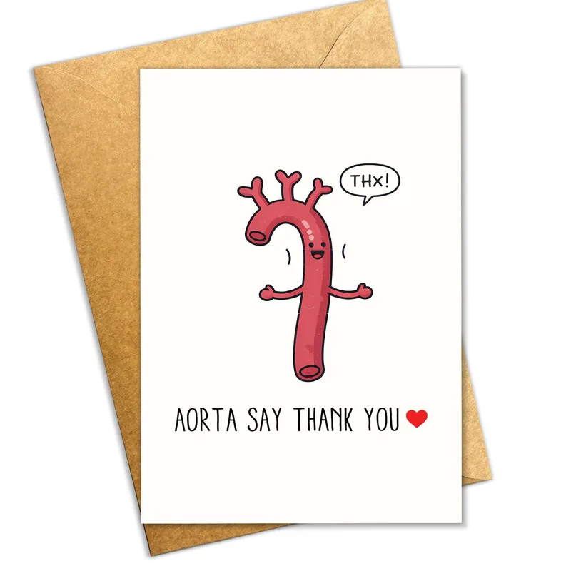 Aorta Pun Thank You Card for Someone Who Helped Your Heart