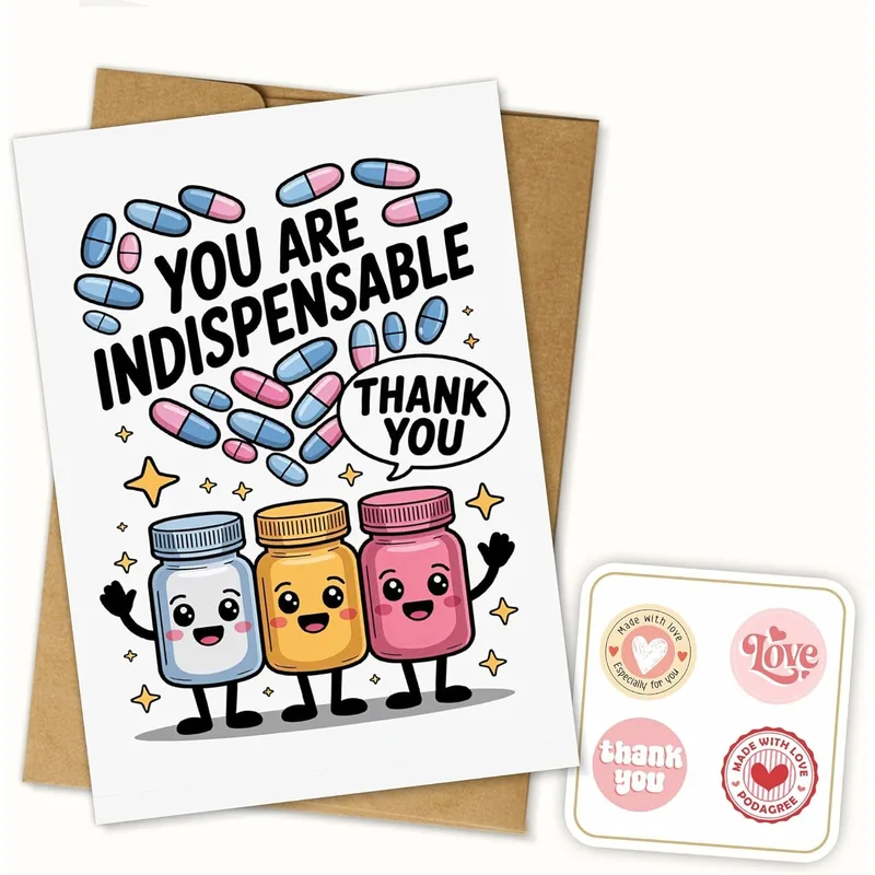 Thank You Pills Card: Indispensable and Smiling