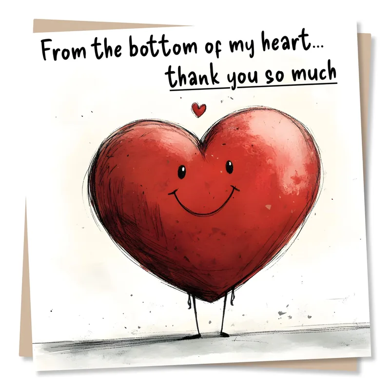 Smiling Heart Thank You Card: From the Bottom of My Heart