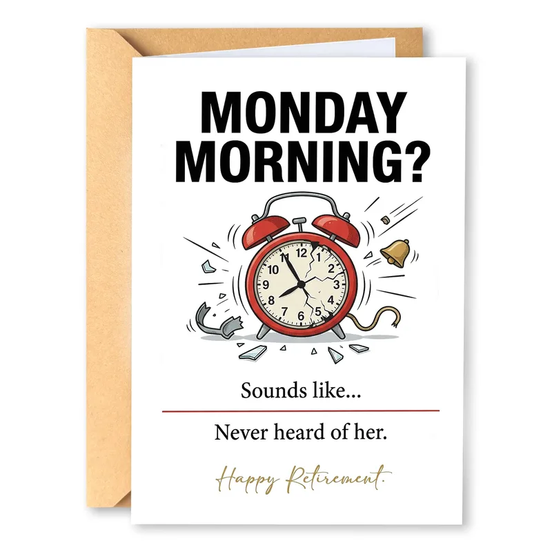 Monday Off Card: funny retirement card