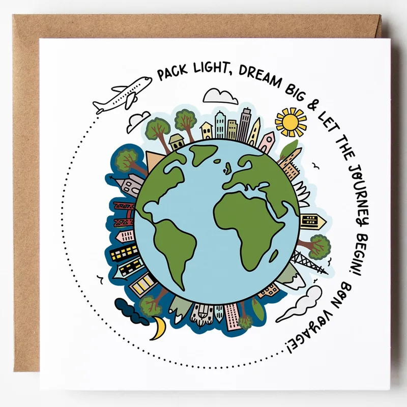 Travel Farewell Card: Pack Light, Dream Big and Let the Journey Begin