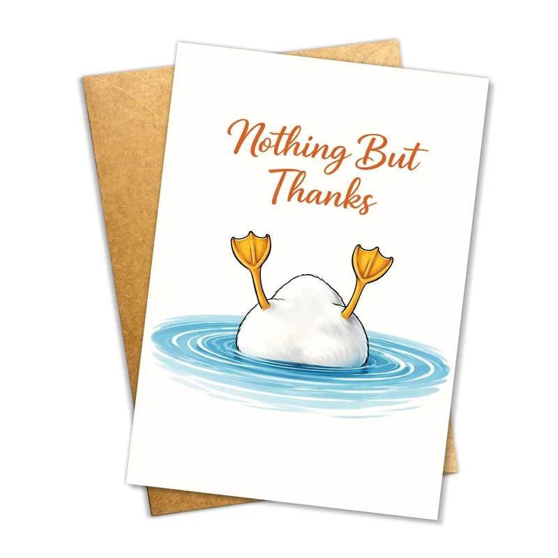Duck Thank You Card with a Funny Tail-Up Surprise