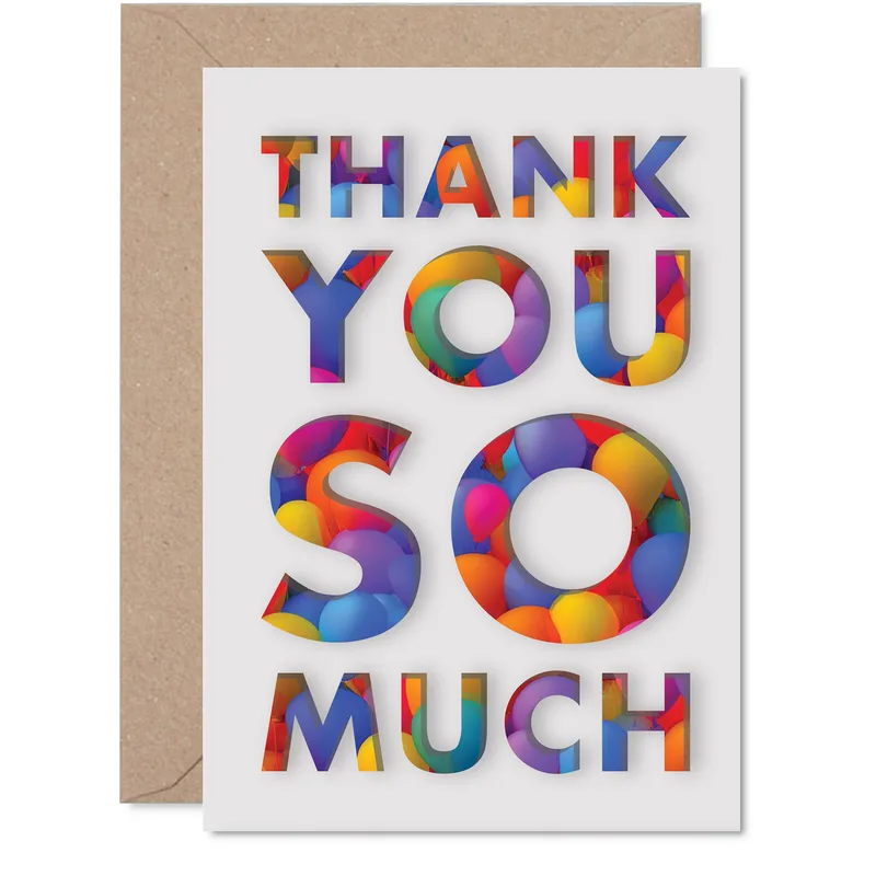 Balloon Thank You Card: Bright Gratitude in Big Letters