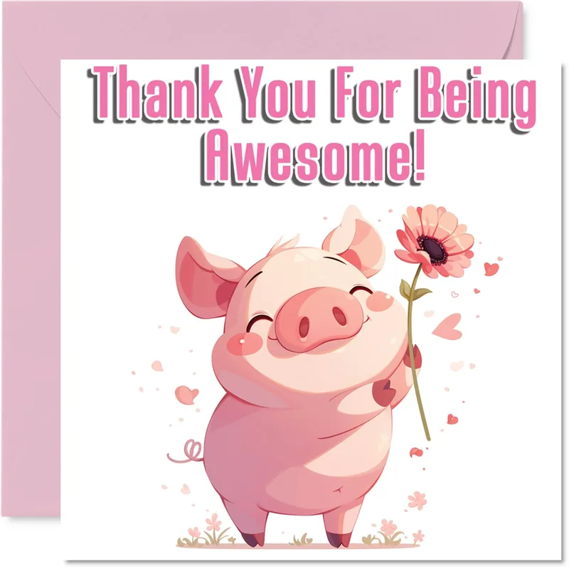 Cute Pig Thank You Card for a Good Friend