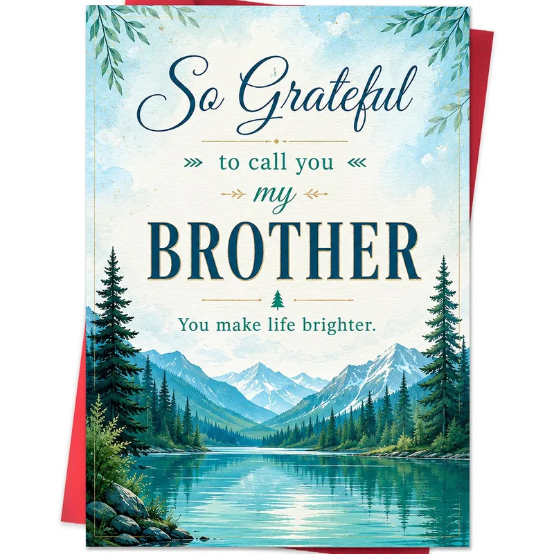 Grateful Brother Card: A Mountain Lake Thank You