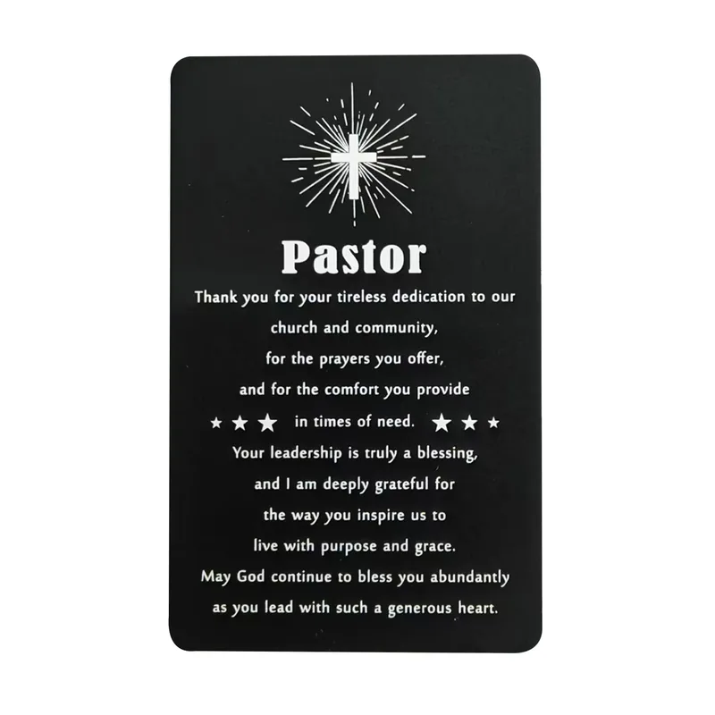 Black Metal Cross Design Card for a Pastor You Appreciate