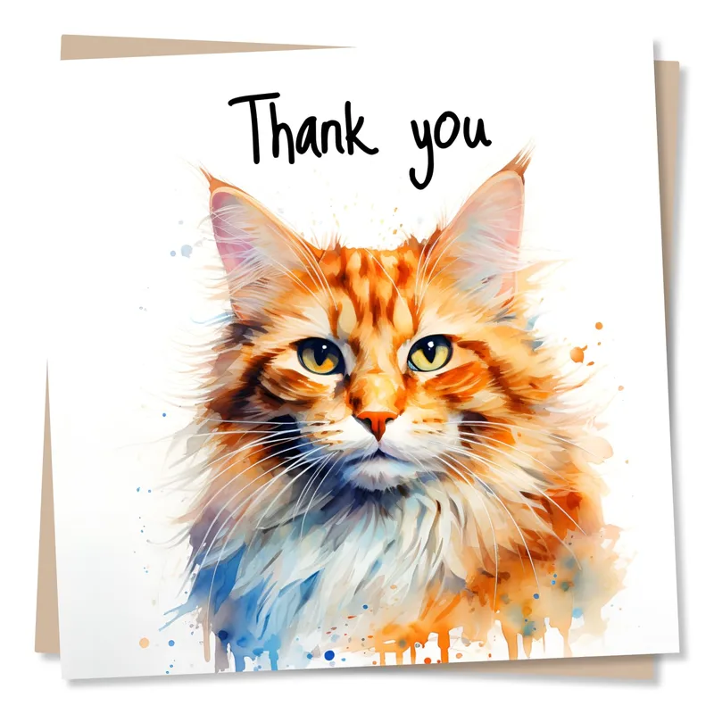 Ginger Cat Thank You Card for Family and Friends