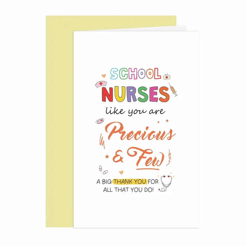 Precious and Few Card – School Nurses like you are with nurse icons – Greeting Card in black