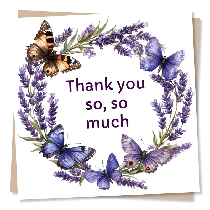 Lavender Butterfly Thank You Card for Heartfelt Thanks