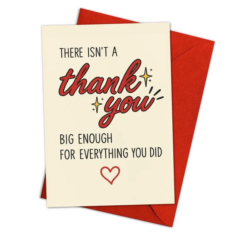 Red Script Thank Card: Thank You Big Enough