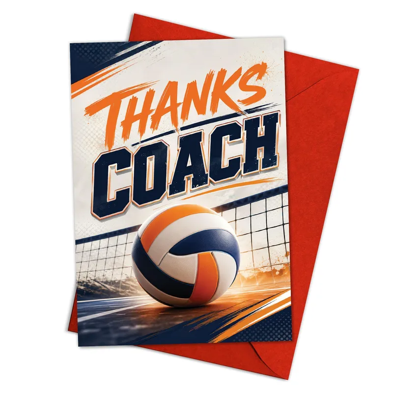 Volleyball Coach Thank You Card: Thanks Coach Greeting Card