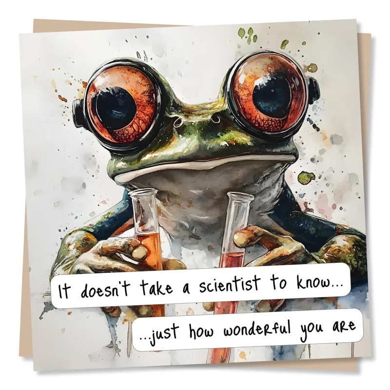 Scientist Frog Card: A Thank You With a Lab Coat Twist