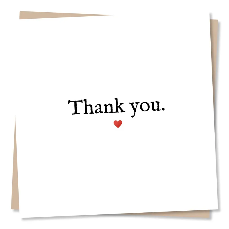 Simple Thank You Card with a Small Red Heart