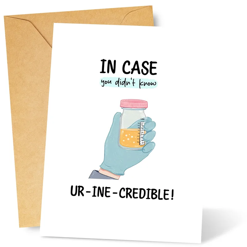 Nurse Pun Card with a Urine Sample Cup Design for Nurses