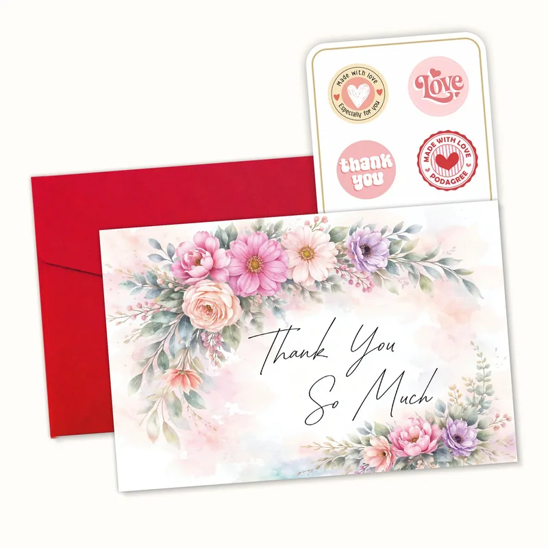 Pink Floral Thank You Card for Someone Who Deserves a Thank You