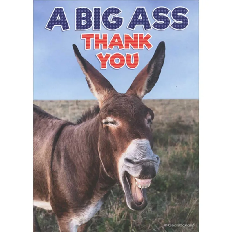 Donkey Thank You Card with a Big Laughing Donkey