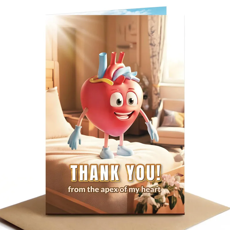 Heart Thank You Card: A Grinning Cartoon Heart Says It All