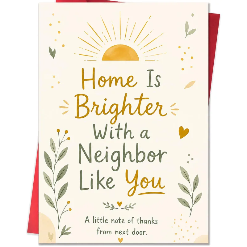 Thanks Next Door Card: A Warm Note for Your Neighbor