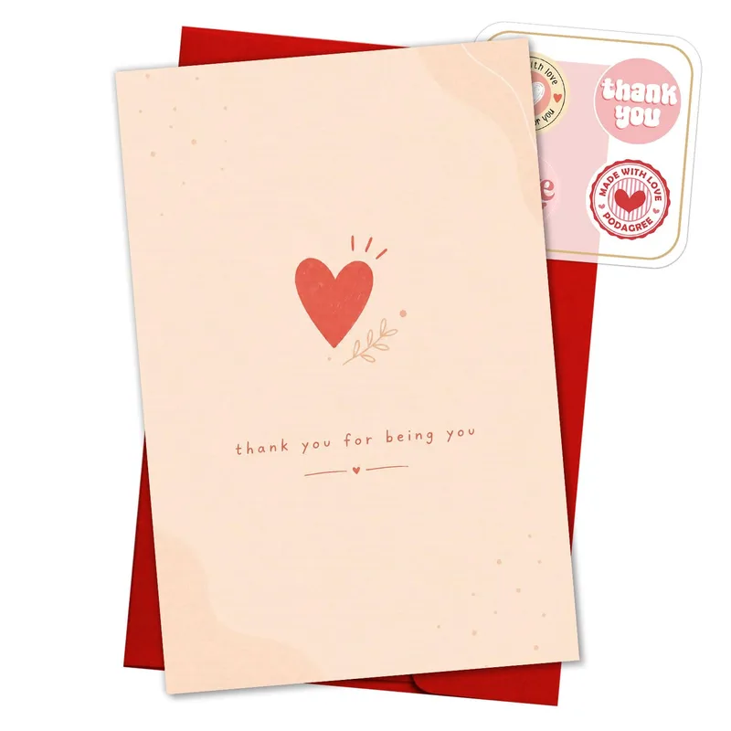 Thank You for Being You Red Card: Minimalist Heart Greeting