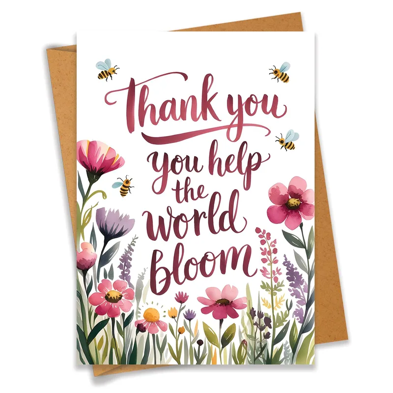 Thank You Gardener Card: Wildflowers and Bees