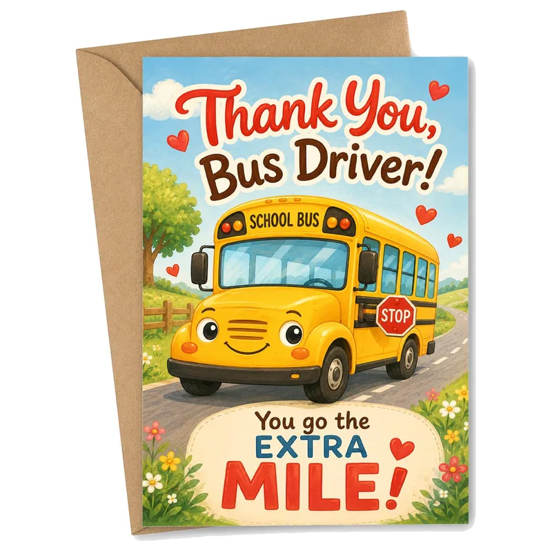 Thank You Bus Card: A Cheerful Nod to Your Bus Driver