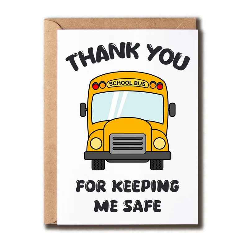 Yellow Cartoon School Bus Card for Your Bus Driver