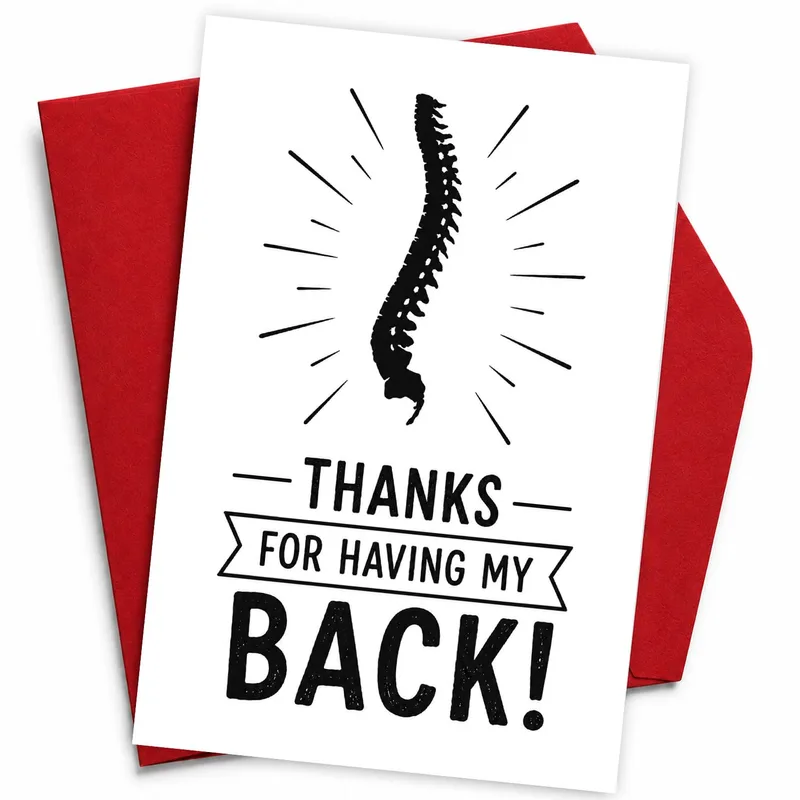 Spine Pun Thank You Card for Someone Who Has Your Back