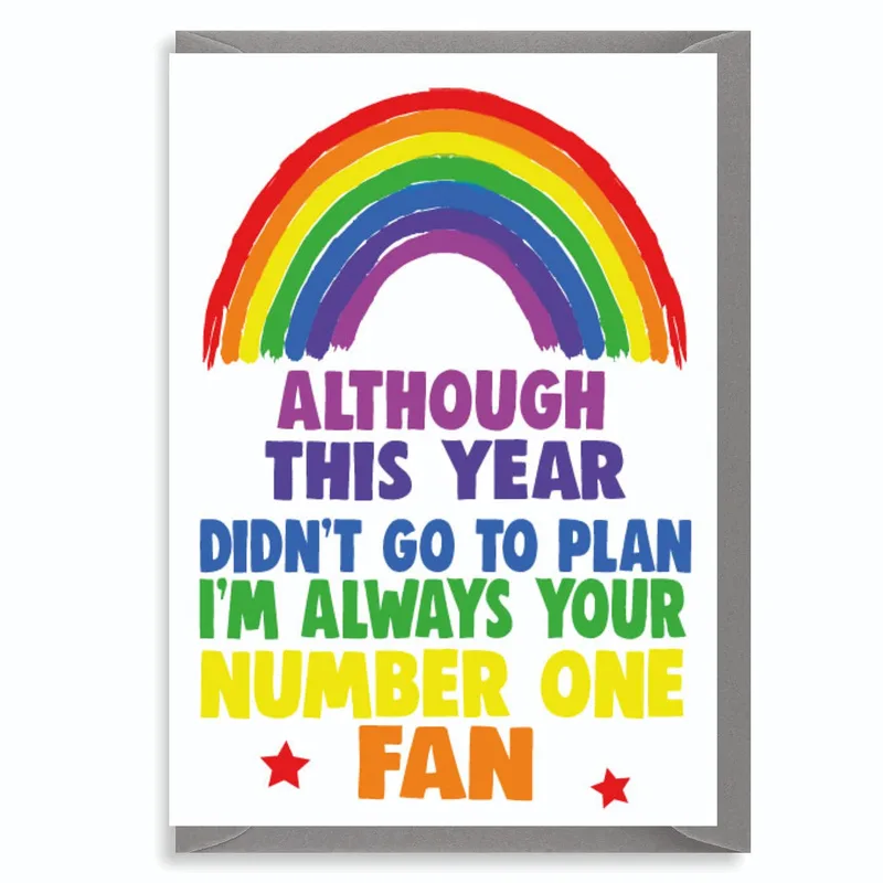 Number One Fan Card: Rainbow Typography for Unwavering Support