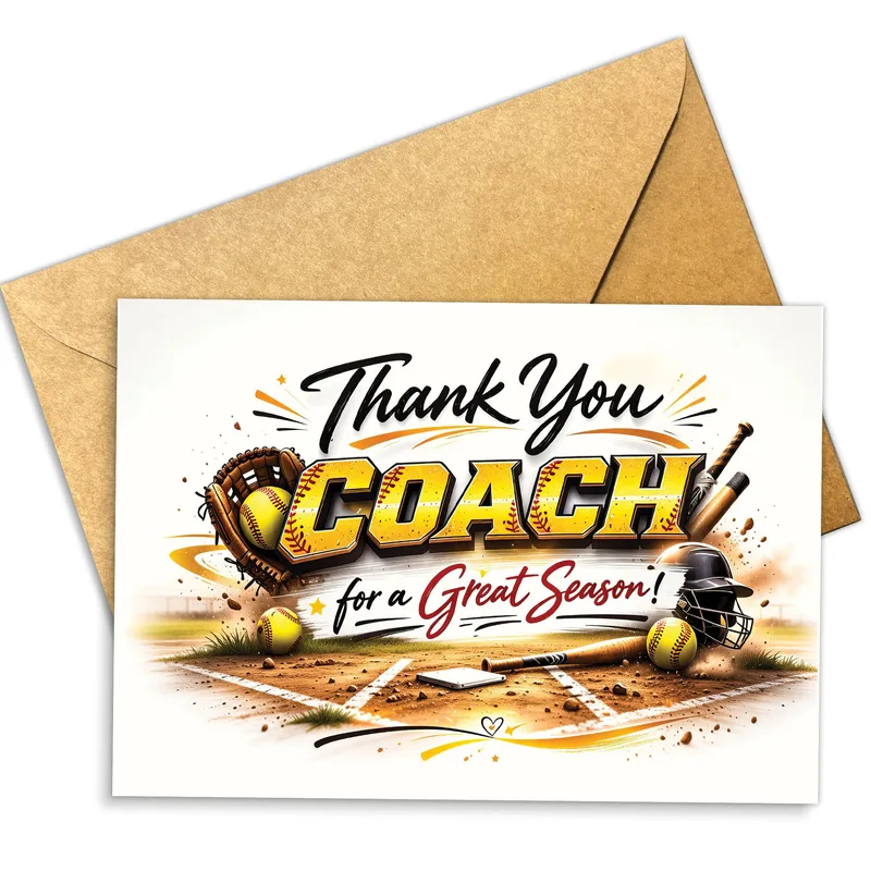 Softball Themed Gold Lettering Card for Your Favorite Coach