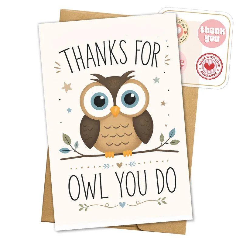 Thanks for Owl You Do Card with a Cute Brown Owl