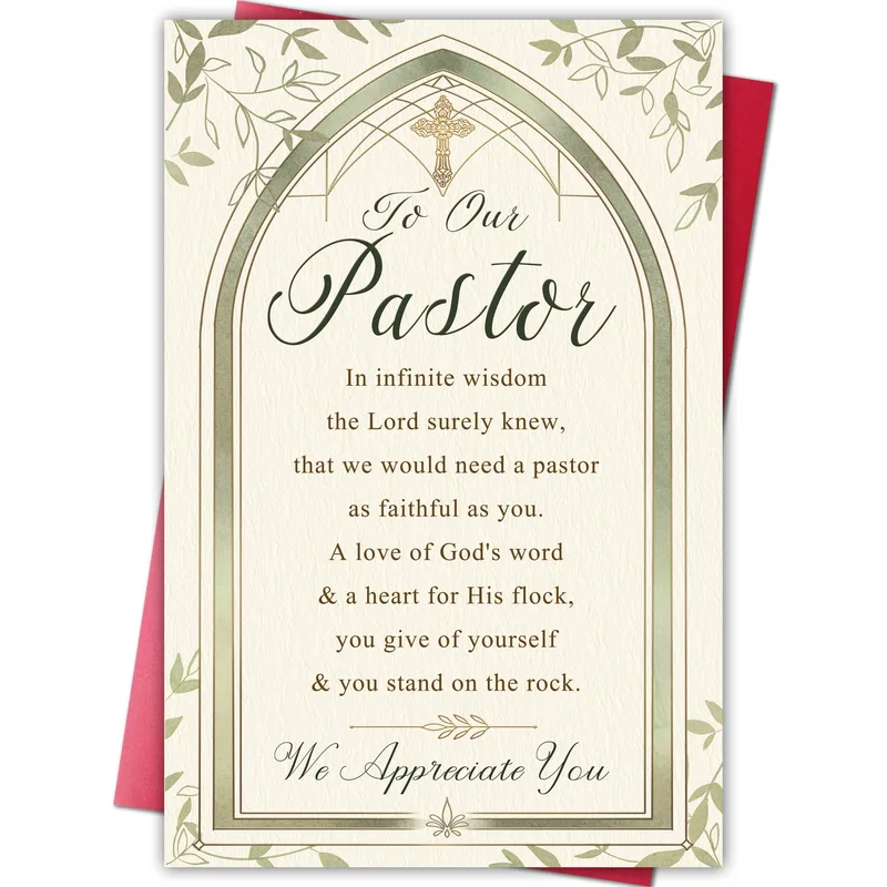 Gold Cross Arch Frame Card for Your Pastor