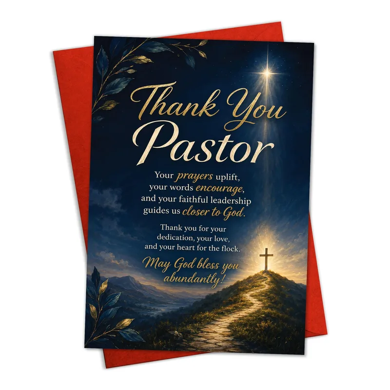Christian Pastor Appreciation Card: Night Cross Hilltop