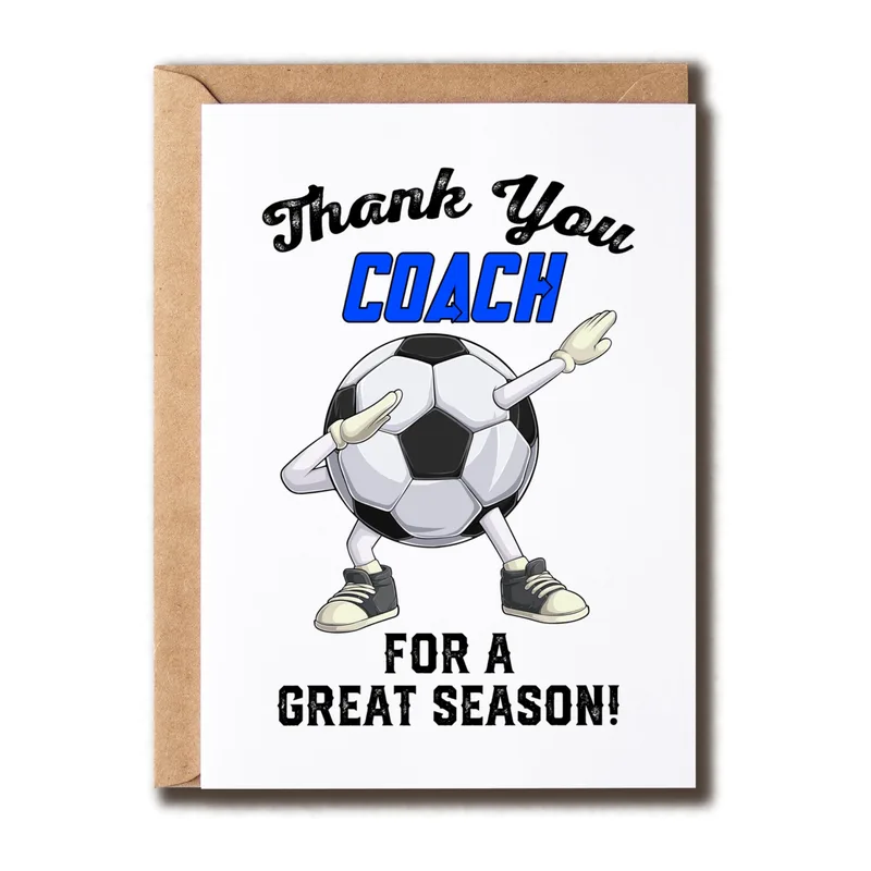 Soccer Season Thanks Card: Dabbing Ball Coach Thank You