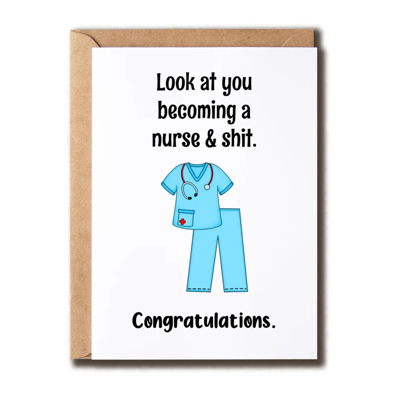 Funny Nursing School Card: A humorous graduation gift