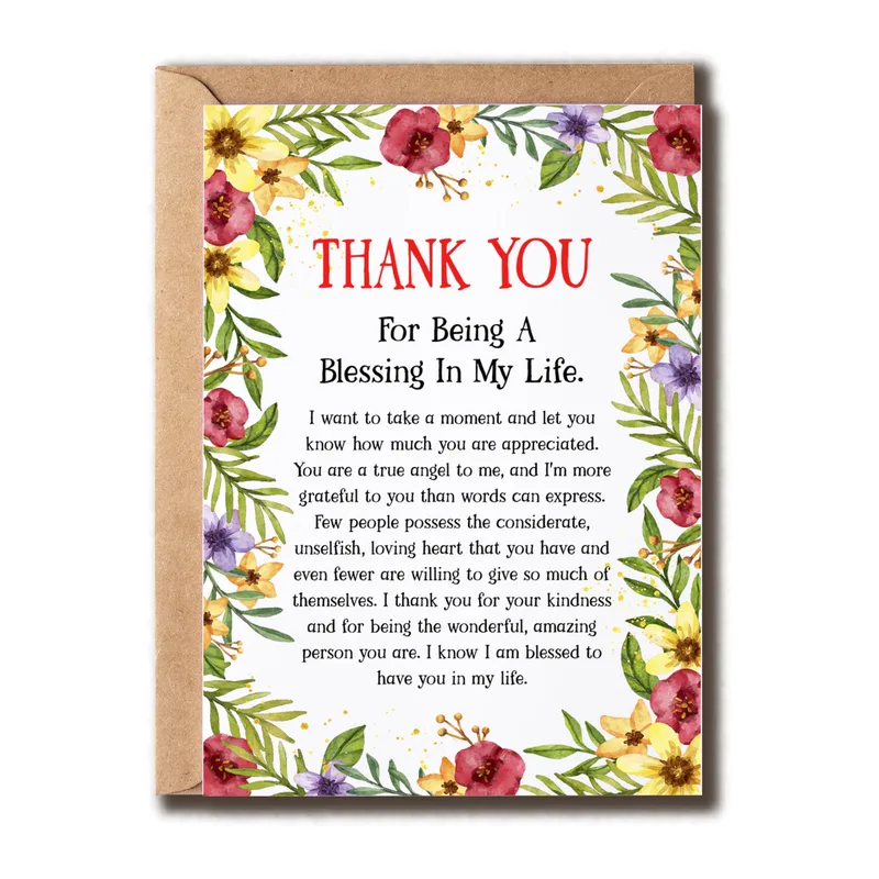 Floral Watercolor Border Card: Thank You for Being a Blessing