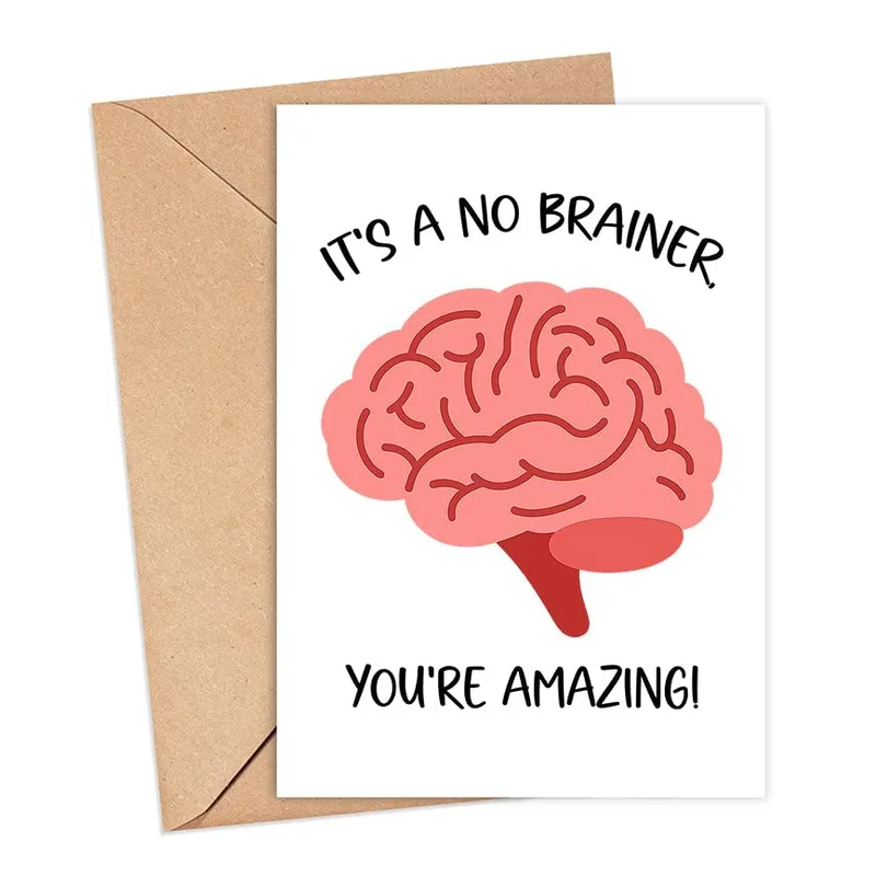 No Brainer Card: A Pink Brain for Clever Thanks