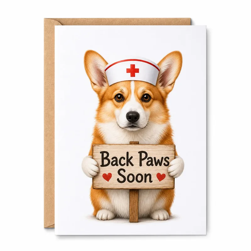 Corgi Get Well Card: A Nurse Dog Who Is Back Soon