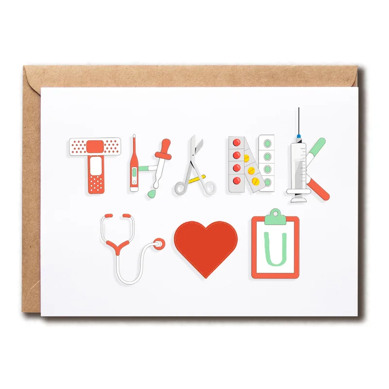 Medical Tools Letters Card: Thank You for Caring