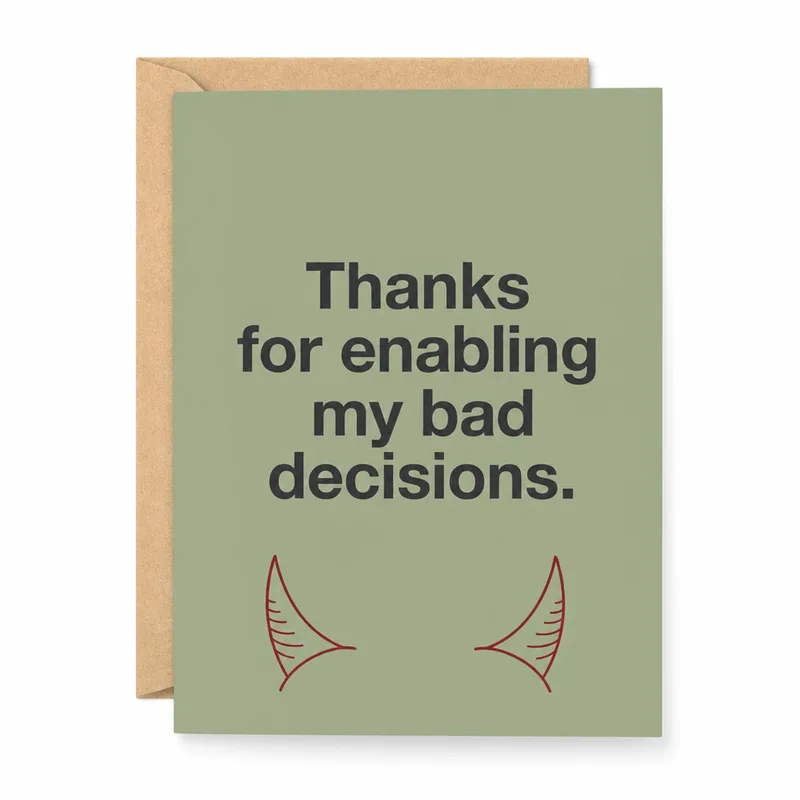 Thanks for Enabling Card: A Funny Thank You for Your Partner in Crime