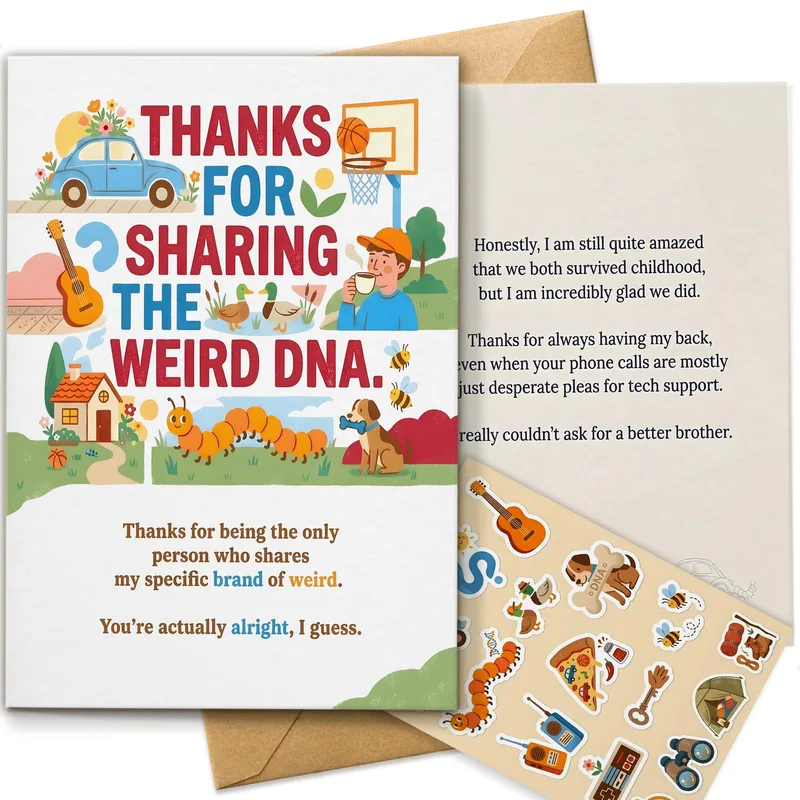 Sibling Thank You Card with a Weird DNA Joke