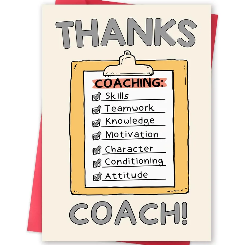 Coaching Thank You Card: Thanks Coach Clipboard Design